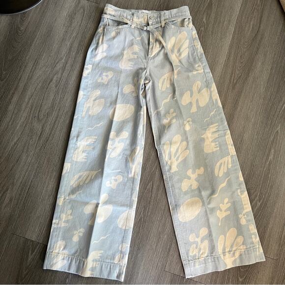 FRAME High Waist Baggy Jeans In Tropical Chambray Abstract Size 27 - Picture 9 of 9